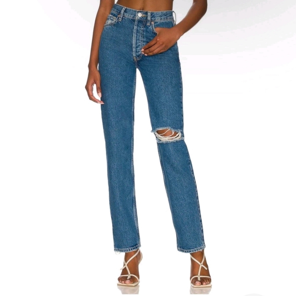 Free People Classic Blue Distressed Women Jeans